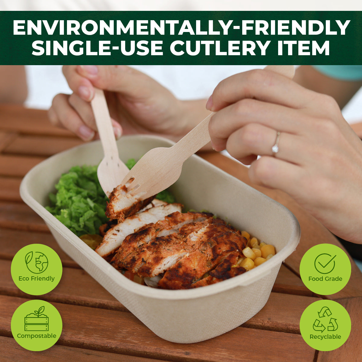 Party Central 1200PCE Wooden Forks Eco-Friendly Compostable Recyclable 16cm