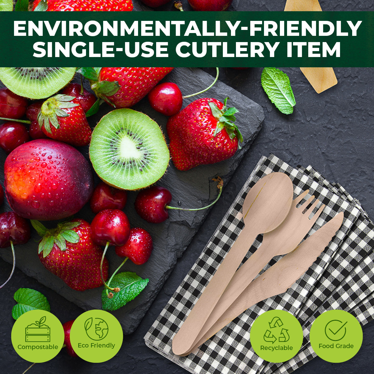 Party Central 1152PCE Wooden Cutlery Set Eco-Friendly Compostable Recyclable