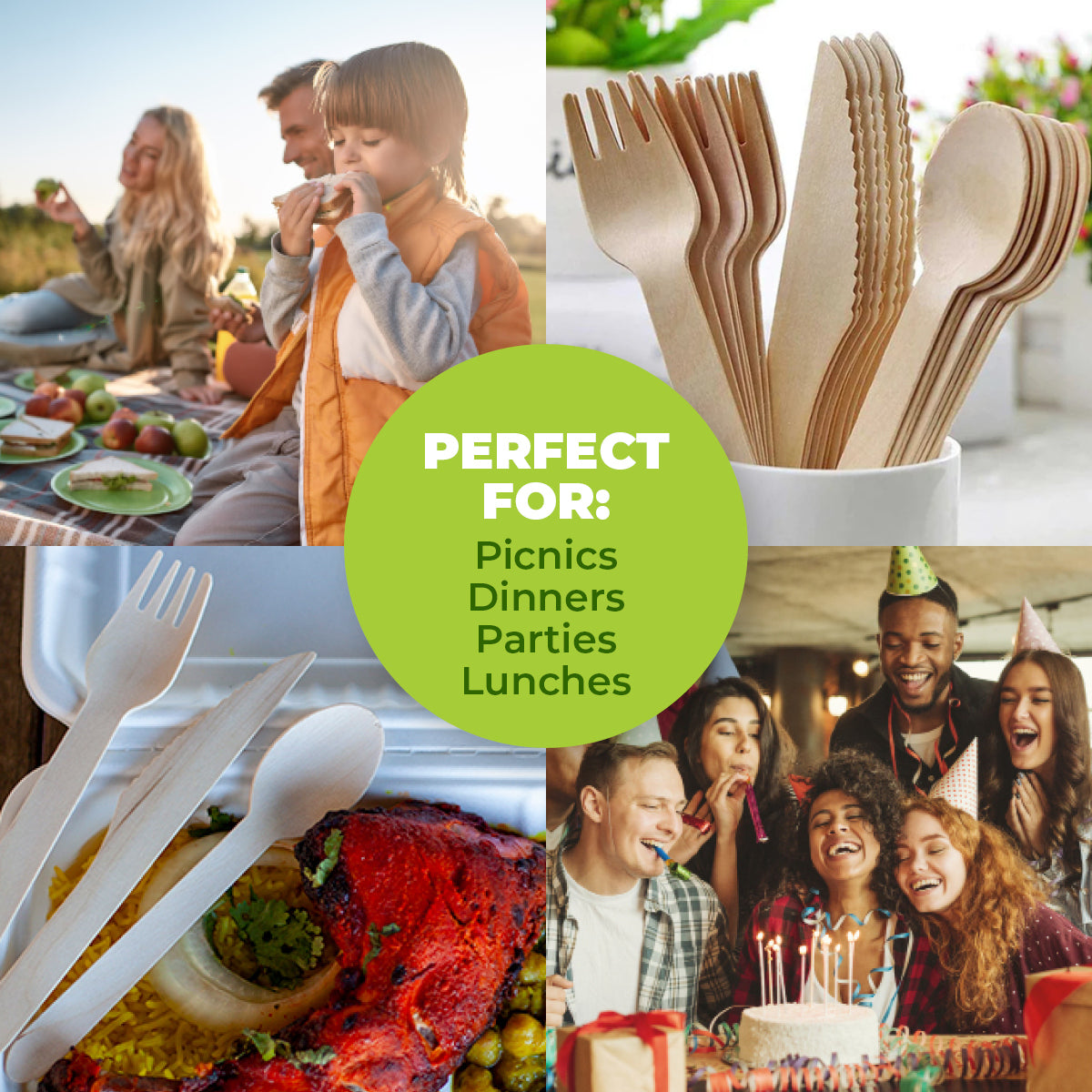 Party Central 1152PCE Wooden Cutlery Set Eco-Friendly Compostable Recyclable