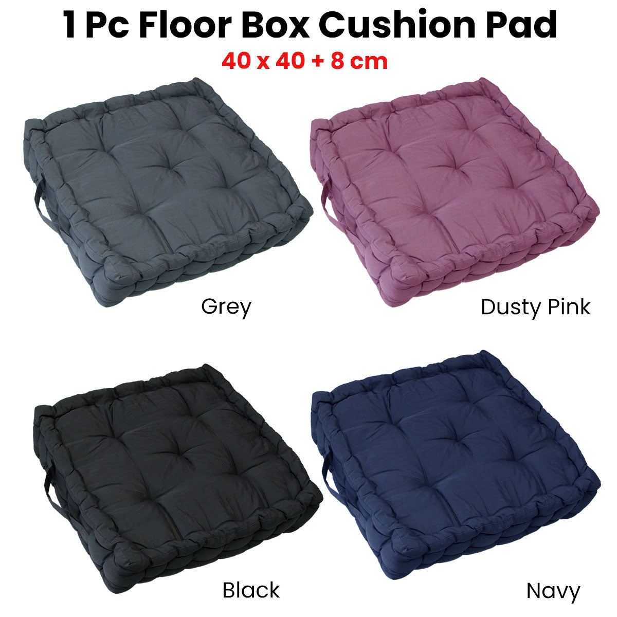 Grey Floor Box Cushion Pad (40 x 40+ 8cm) – Versatile Comfort & Understated Style