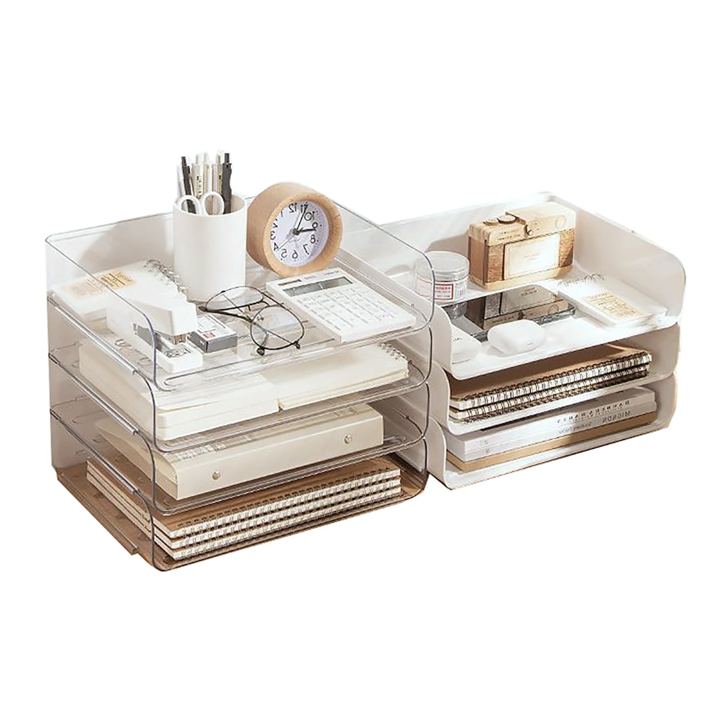 2Pack Desktop Organizer Stationery Sundry Paper Voucher Storage Office Desk File Rack(Clear)