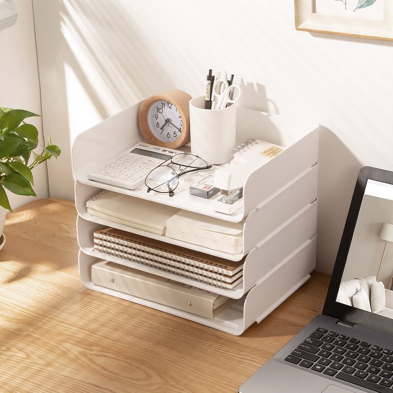 2Pack Desktop Organizer Stationery Sundry Paper Voucher Storage Office Desk File Rack(Clear)